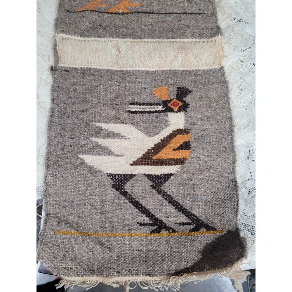 Folk Woven Textile Wall Hanging Wool Birds